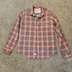 Frank & Eileen Barry Cotton Plaid Red, White & Blue Button-Up, Size Large